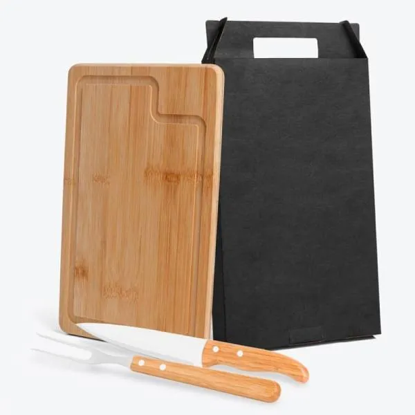 CONJ. PARA CHURRASCO EM BAMBU / MADEIRA / INOX DALLAS - 3 PÇS