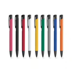 POPPINS. Esferográfica em alumínio com corpo colorido e escrita em preto