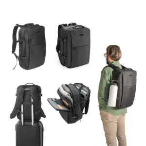 DALLAS PLATE. Mochila de viagem em poliéster reciclado 600D de alta densidade, com placa para gravação e bolso para notebook 17'3" 29 L