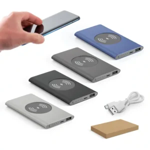 CASSINI 4'0. Bateria portátil com carregador wireless em alumínio 100% reciclado e capacidade de 4'000 mAh