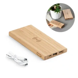FITCH ECO. Bateria portátil com carregador wireless super-rápido em bambu 5'000 mAh