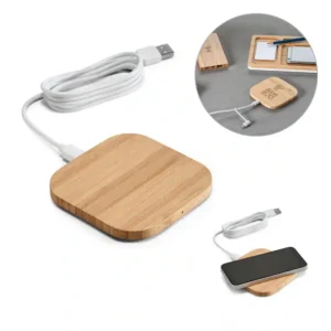 ECOPOWER. Carregador wireless super-rápido em bambu 15W