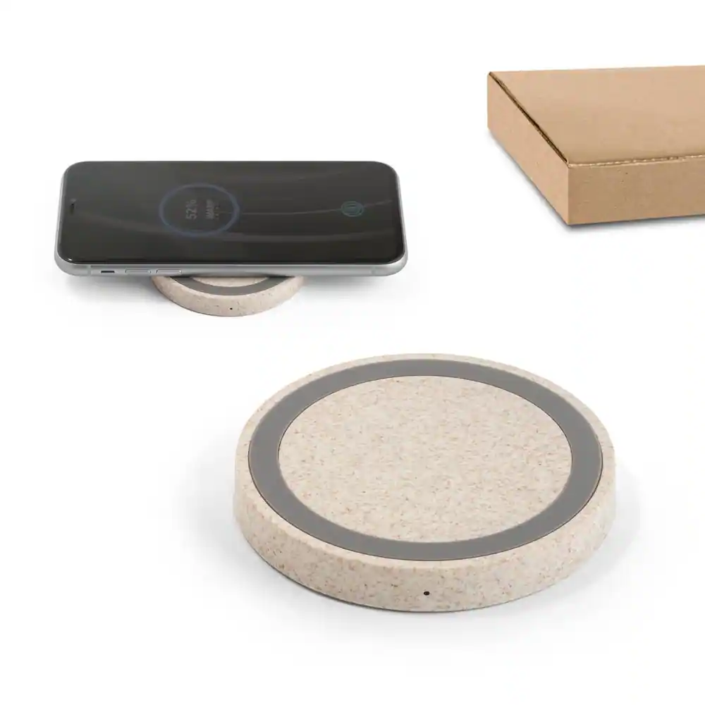 CUVIER II. Carregador wireless super-rápido (15W) em ABS e fibra de palha de trigo