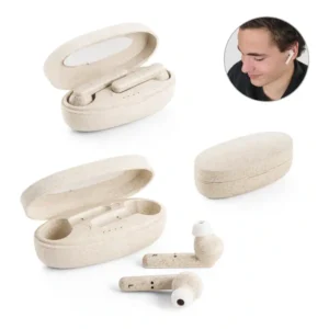 FOURIER TW. Fones de ouvido True Wireless em fibra de palha de trigo e PP com autonomia de 3h