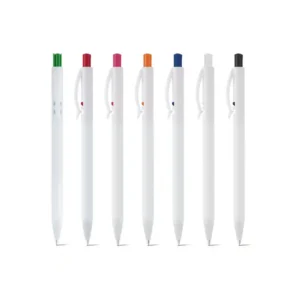 LANA WHITE. Esferográfica em ABS com acabamento brilhante e escrita em azul