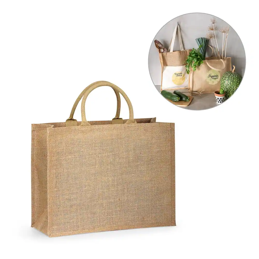 SHANTI. Sacola em juta (360 g/m²) com laminado no interior