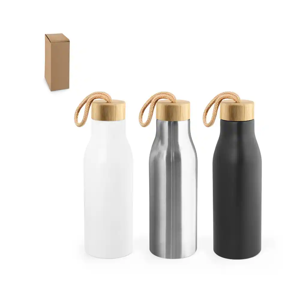 TOOMEY. Squeeze em aço inox 90% reciclado, de parede simples e acabamento em mate 570 mL