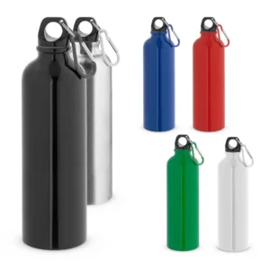 KARSTEN L. Squeeze esportiva em aço inox de parede simples com mosquetão 820 mL