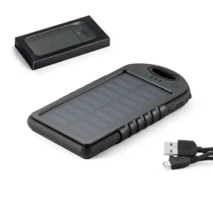 DAY. Bateria portátil solar em ABS com painel solar, LED e capacidade de 2'000 mAh